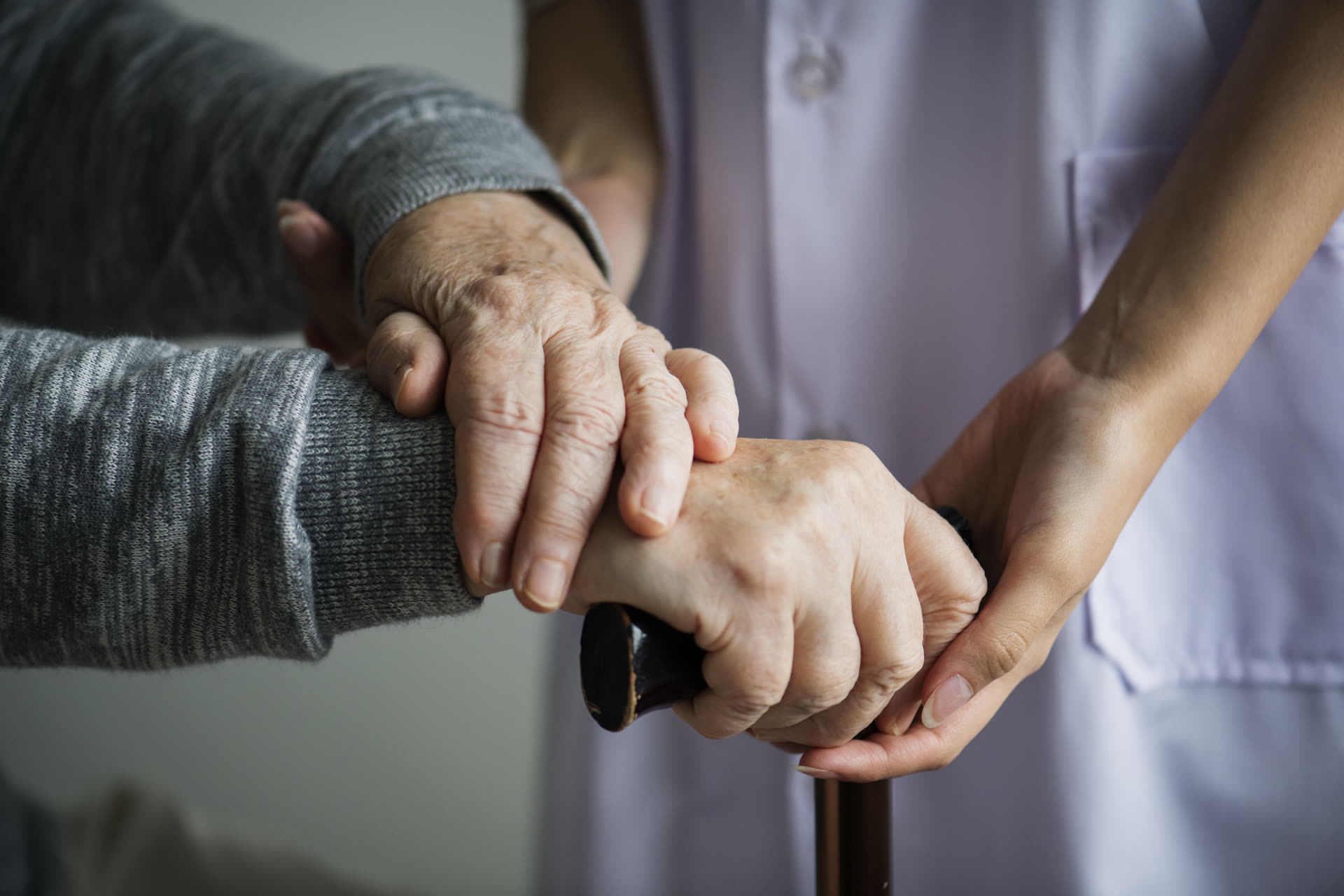 A caregiver caring for a resident